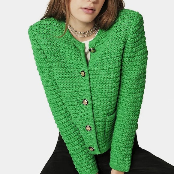 NWT Ba&sh Gaspard Textured-Knit Cardigan - Picture 3 of 8